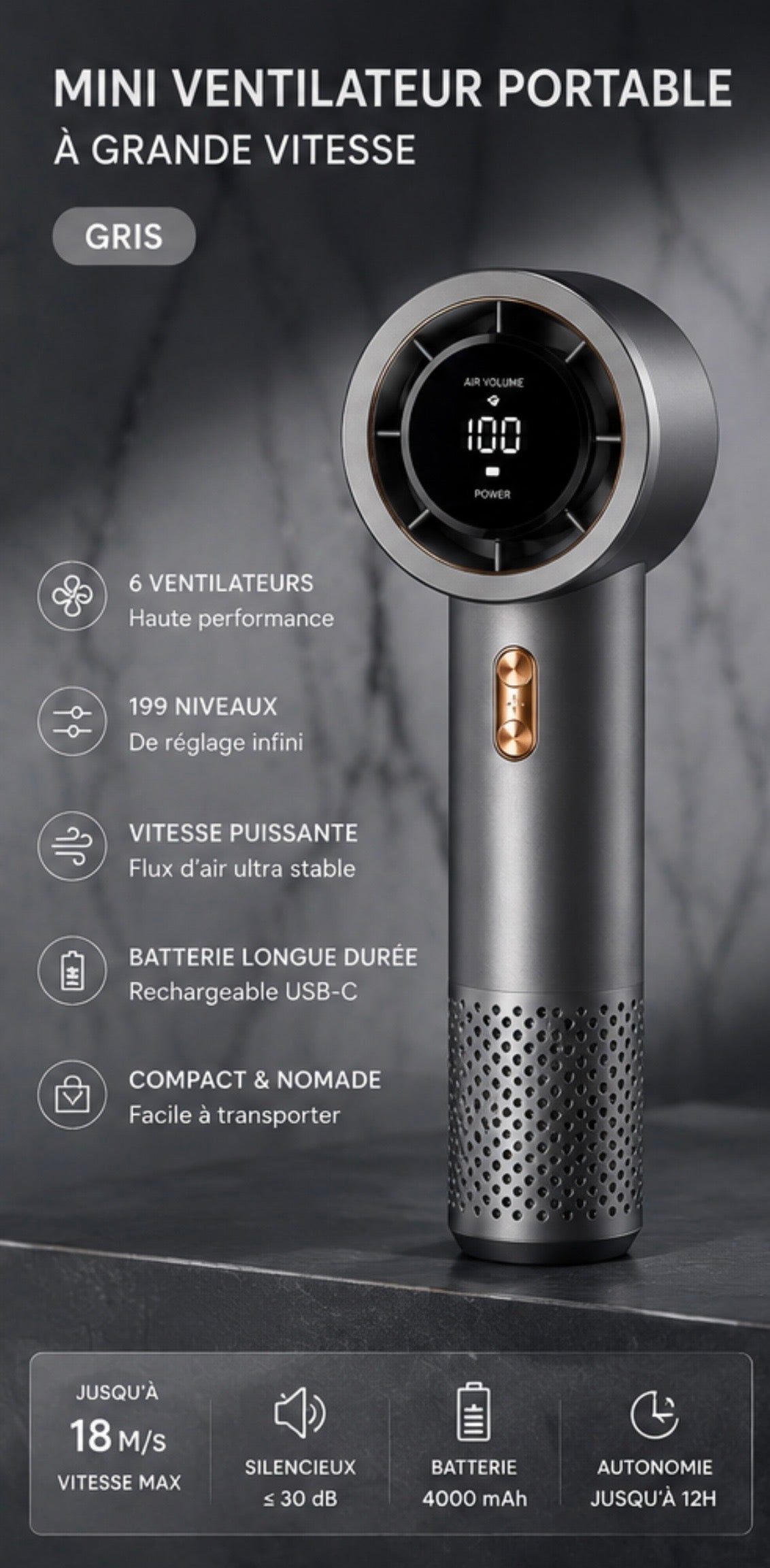 Horizon Breeze — Ventilateur de poche silencieux