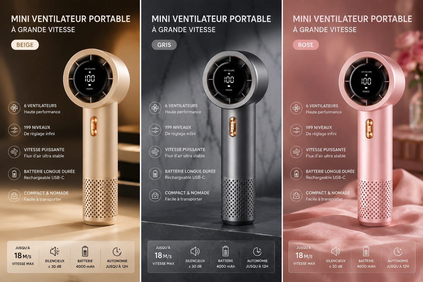 Horizon Breeze — Ventilateur de poche silencieux