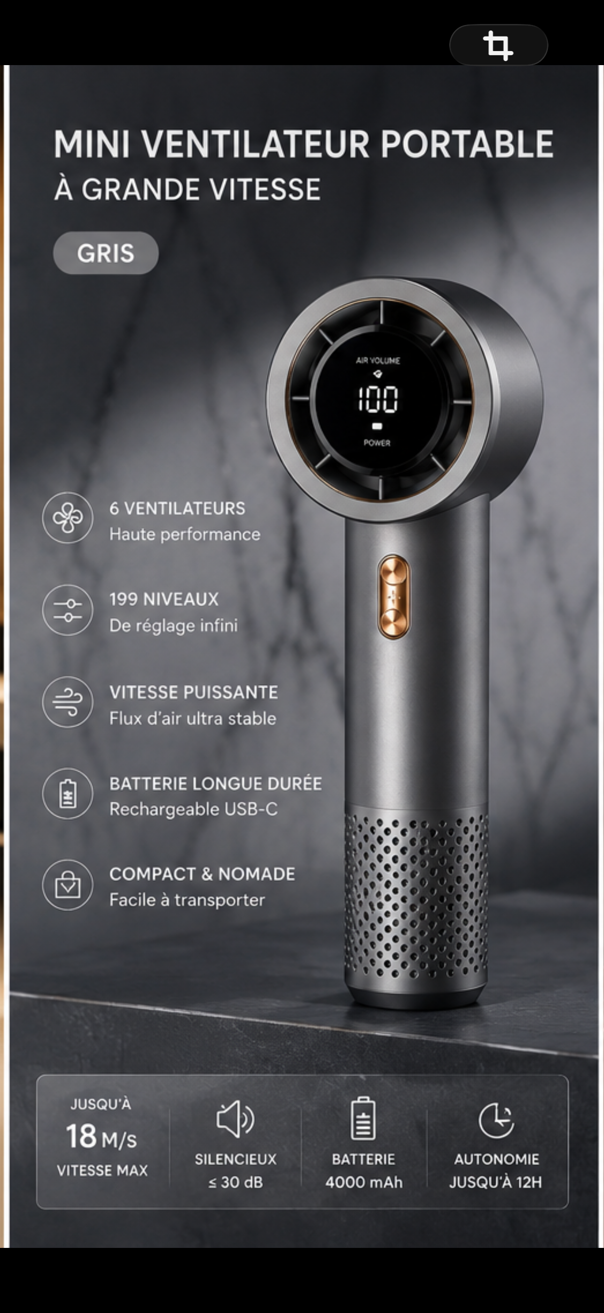 Horizon Breeze — Ventilateur de poche silencieux