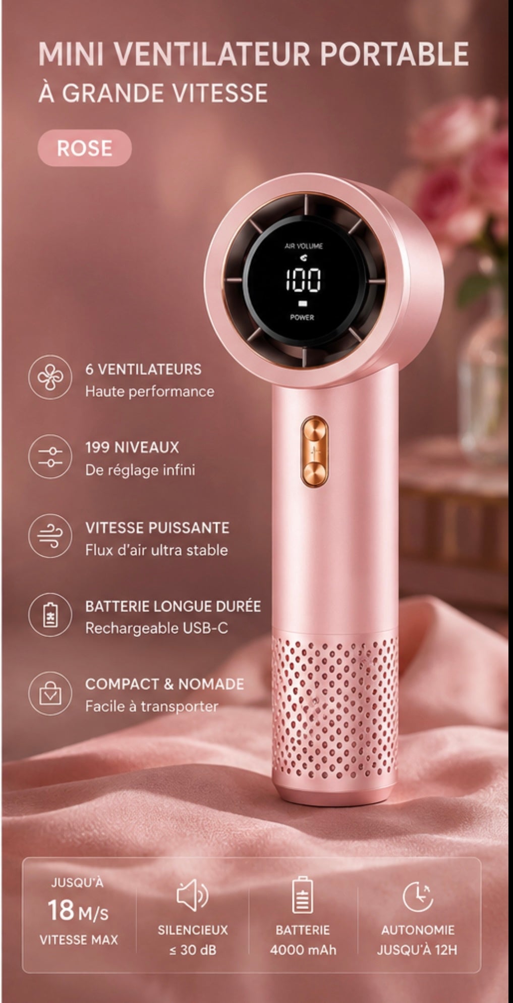 Horizon Breeze — Ventilateur de poche silencieux